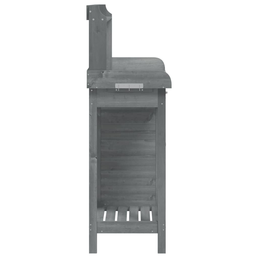 vidaXL Pflanztisch mit Schrank Grau 110,5x45x124,5 cm Massivholz Tanne