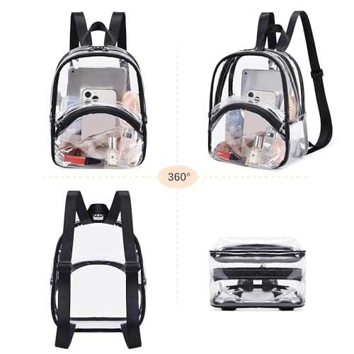 abshoo Clear Mini Backpack for Stadium Approved Transparent Backpacks for Girls Women Clear Bag for Concert Sport Events (Black) 5