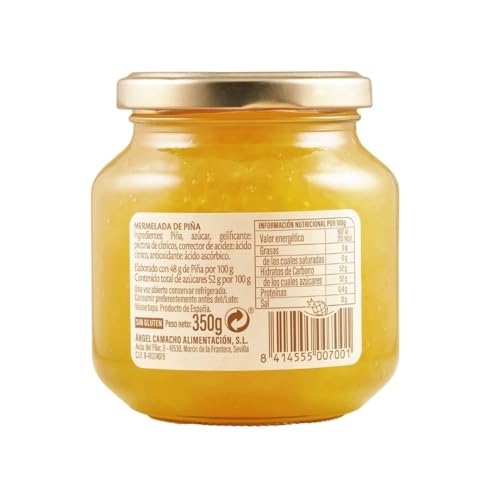 Image of La Vieja Fabrica Pineapple Mermelada • Spanish Pineapple Jam • Real Fruit Spread • Imported Gourmet Breakfast Spread, 12.35 oz ℮ 350 g
