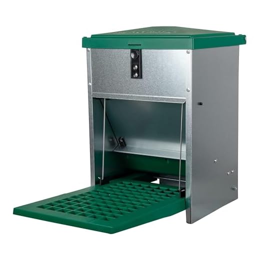 horizont Futterautomat Hühner Feedomatic mit Trittplatte, 5kg, verzinkt, Futterautomat für Hühner, ideales Hühnerzubehör, rattensicher, Futterspender