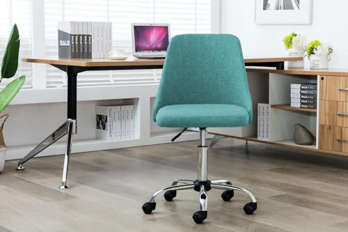 Image of Taskpro Fabric Upholstered Height-Adjustable 360 Swivel Revolving Office Study Desk Chair in Pista Color