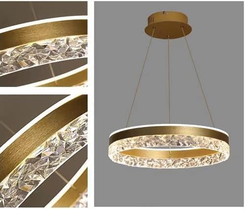 Image of Modern LED Chandelier, 19.68 inch 1 Ring Pendant Lighting with Acrylic Lampshade, Dimmable Remote Control, Adjustable Circular Ceiling Light for Dining Living Room (Color : Gold)
