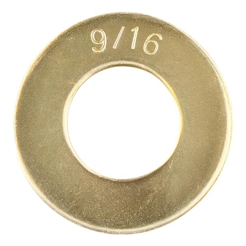 Image of 9 /16 inch (50 Pack) Grade 8 SAE Washer, Thru-Hardened, Yellow Zinc by Makers Bolt