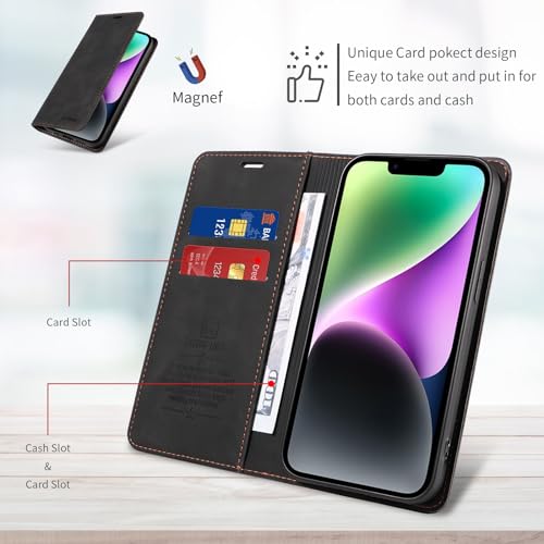 Étui portefeuille iPhone 15 Pro en cuir pour voyager l'esprit tranquille
