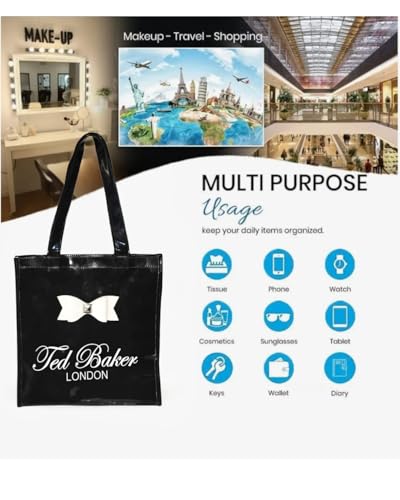 Image of SEA MOUNT Ted Baker London Multipurpose Tote Bag with Signature Bow Detail Spacious Travel Carryall, Everyday Shopping Organiser, Durable Shoulder Handbag for Work, Office, Travel & Daily Essentials