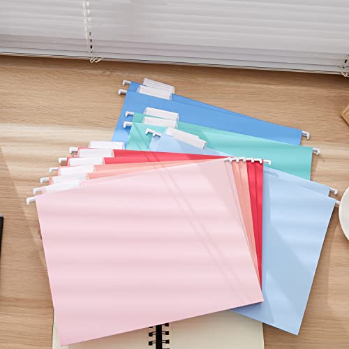 Y Yoma 12 Pack Colored Hanging File Folders Letter Size Decorative Hanging Folder Cute Pretty File Folder Organizer For Filing Cabinet Office Home With 1/5-Cut Adjustable Tabs, 6 Selected Color #TOP6