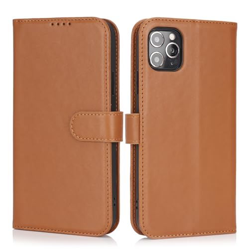 Image of for iPhone 11 Pro Max Case Wallet with Card Holder,for iPhone 11 Pro Max Wallet Case for Women Men,PU Leather Shockproof Magnetic Buckle Stand Flip Phone Case-Brown
