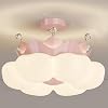LED Dimmable Flush Mount Ceiling Light with Remote Control Creative Crown 66W Acrylic Shade Ceiling Children Lamp for Girls and Boys Room Children Nursery (Color:Pink/White(Pink)