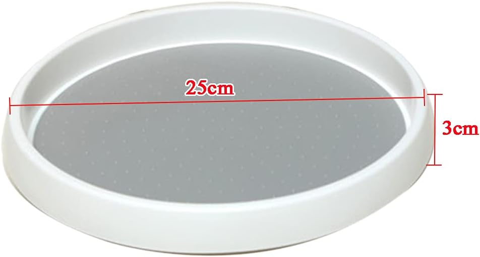D 25cm Lazy Susan Rotating Turntable 360°Rotation Plastic Rotatable Desktop Storage Tray Bearing Capacity 5KG of Seasoning Bottles Cosmetics Fruits