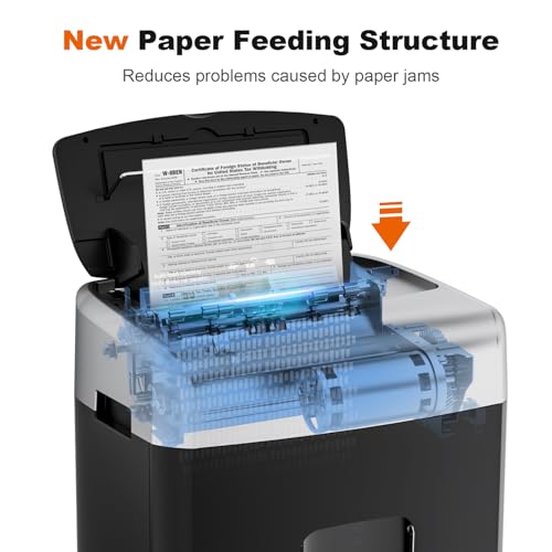 Bonsaii Paper Shredder for Office, 110-Sheet Autofeed Heavy Duty Shredder for Home Office Use, 30 Minutes/Micro Cut/P-4 High Security Level/6 Gallon Large Bin