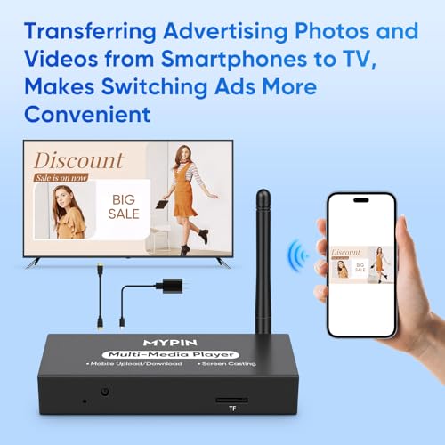 Advertising Media Player USB Video Player for Digital Signage or TV, Wireless Display Adapter with Screen Mirroring, Screen Rotation, Photo Share Function, Looping and Auto Playback&amp; Easy Setup