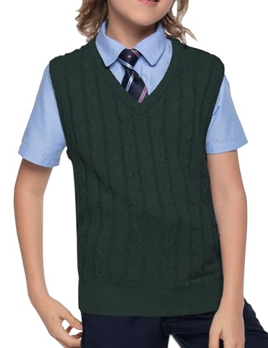 BOBOYOYO Boys Sweater Vest Unisex Cable Knit 100% Cotton Toddler Uniform Vest for Little Big Childrens Kids Teenage Girls2