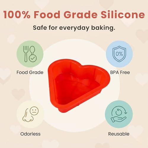 Image of Aditi Heart Shaped Silicon Mould (7 inches) | Soft, Flexible & Durable | BPA Free, Non Toxic & Heat Resistant | Premium Food Grade Quality | Non-Stick & Reusable Mould | Bake with Love