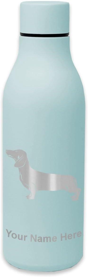 LaserGram Double Wall Stainless Steel Water Bottle, Dachshund Dog, Personalized Engraving Included