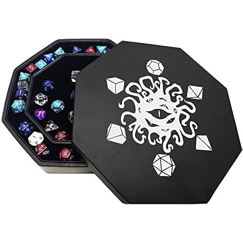 FATE WATCHER DICE TRAY with COVER and storage area made of polyskin and velvet | COMPATIBLE with all kinds of board and role playing games such as D&D, Warhammer and The Call of Cthulhu (White) Cover
