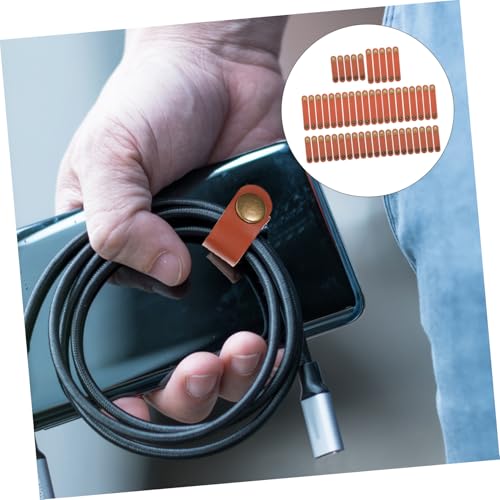 Organizador de cables NUOBESTY 50 piezas, sujetadores reutilizables de cuerda para auriculares y cargadores USB, envoltorios duraderos de cuero para orden en hogar y oficina miniatura 3