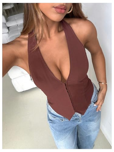 SOLY HUX Women's Halter Top V Neck Sleeveless Backless Going Out Summer Tank Tops3