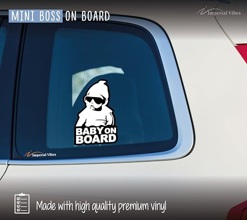 Image of IMPERIAL VIBES - Baby on Board Sticker - Vinyl Decal for Truck, and Van Bumper - Indoor and Outdoor Laptop Decals - Waterproof Decal for Window - Pack of 2 Imp 162