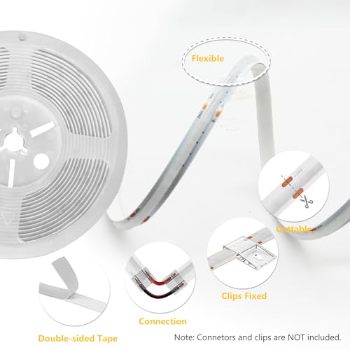 phopollo RGB Smart IC COB LED Strip Lights, Addressable 576 LEDs/m High Density Flexible 24V Led Lights with Remote & App Control, LED Lights for Bedroom, Kitchen and Cabinet Lighting Decor-16.4ft - Image 6