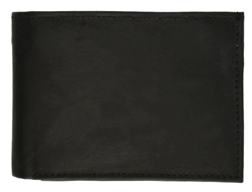 Mens Black Leather Wallet Lamb Bifold W Coin Pouch 7953