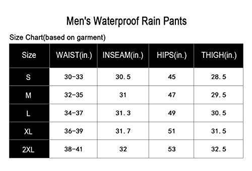 image for Clothin Men's Rain Pants Waterproof Elastic-Waist Drawstring with Fron