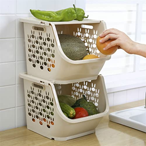Cesta de almacenamiento de cocina apilable y rack de organización para el hogar en color D 5