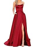 Onsoyours Damen Brautjungfernkleider Lang Ballkleid Spitze Applique Ärmelloses Neckholder Kleid Abendkleid Lang Standesamtkleid Abschlusskleid Partykleid Cocktailkleid Kleider B Weinrot M