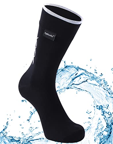 Agdkuvfhd Waterproof Black Socks, Men Women Windproof Water Breathable Lightweight Neoprene High Performance Athletic Fishing Running Hiking Socks 1 Pair (Black, Small)