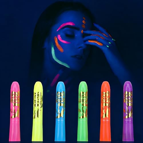 MeiduGaga Glow Face Body Paint Neon Face Paint Glow In The Dark Under UV Black Light for Party Cosplay Halloween
