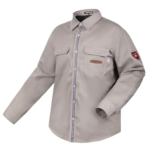 ARCCAPTAIN FR Shirts for Men 9.5oz Flame Resistant 100% Cotton Welding Shirts with Reflective Strips Vented Mesh Back