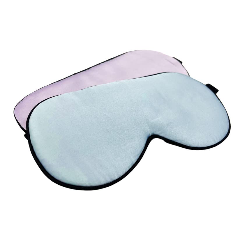townssilk - 2 mascherine per dormire, con cinghia regolabile, comode e super morbide, in 100% seta, 1 mascherina viola e 1 mascherina blu ghiaccio
