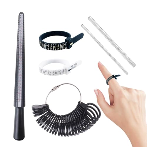 Mesureur de bague et baguier, outil de mesure du baguier - 6X jauge de bague réutilisable, mesure de doigt pour la taille de la bague - Outil de mesure de bijoux, outil de mesure de la taille des doig
