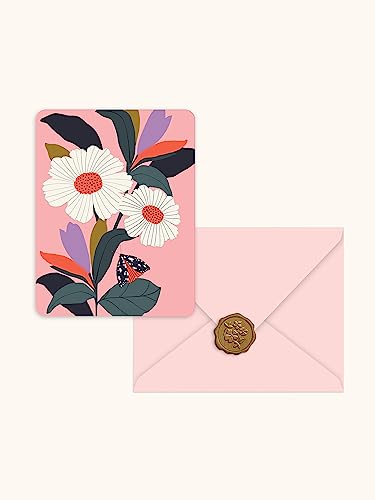 Image of Studio Oh! Keep Blossoming Note Cards & Envelopes Set, 8 Blank Greeting Cards with Wax Seals, 4.25 inch x 5 inch 250 GSM Paper, Thank You Cards, Birthday Cards, Blank Cards and Envelopes, Reusable Box Set