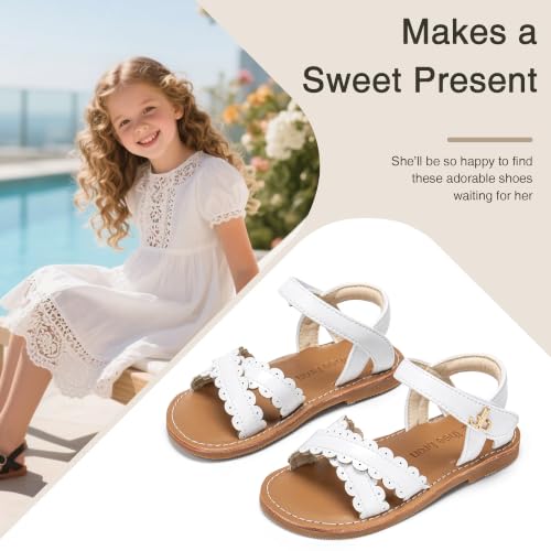 Image of THEE BRON Toddler Girls Sandals Wedding Flower Girl Dress Shoes Open Toe Flats