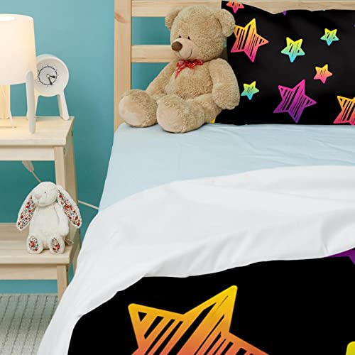 Parure de lit étoiles dessinées à la main ensemble multicolore chic