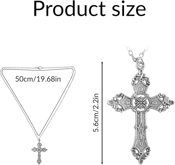 Image of Cross Necklace-Silver Catholic Cross Necklace for Women Men Cross Pendant with Adjustable Chain Birthday Religious Jewelry Gift