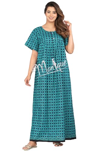 Image of Monique Brand 100% Pure Cotton Nighty for Woman | Floral Gown for Women Night Wear | Cotton Nighty for Women Stylish | Maxi for Women Cotton