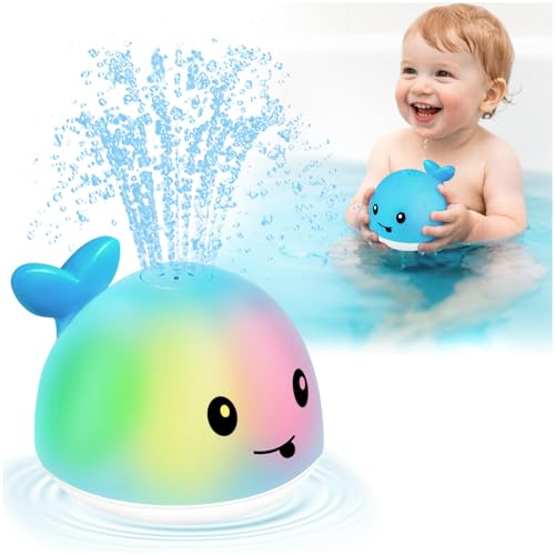 Gigilli Whale Bath Toy Sprinkler – Light Up Bath Toys for Kids Ages Infant Baby Toys – Toddler Bathtub Pool Water Table Toys Year Boys Girls Gifts Birthday Gifts