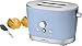 Produktbild Clatronic TA 3690 Rock'n'Retro 2-Scheiben-Toaster mit Brötchenaufsatz, Krümelschublade, Auftaufunktion, Aufwärmfunktion, Schnellstoppfunktion, Blau