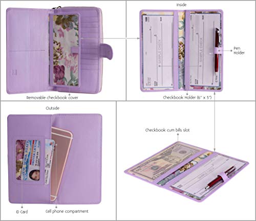 Image of Big Fat RFID Blocking Leather Organizer Checkbook Wallets For Women - Clutch