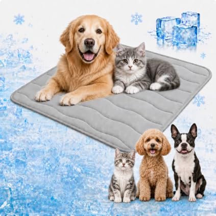 2026 New Cool Mat for Dogs, Dog Cooling Mat, Soft Non-Slip Self-Cooling Pad On the Go or in the Car, Durable Anti-Scratch Pet Ice Silk Mat for Dogs & Cats for Home (Green, L)