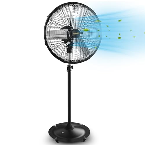24'' Outdoor Pedestal Fan, 4 Speed Oscillating Pedestal Fan with All Sealed Brushless DC Motor, Outdoor Fans for Patios Waterproof, Heavy Duty Industrial Fan for Commercial, Garage, Warehouse, Factory