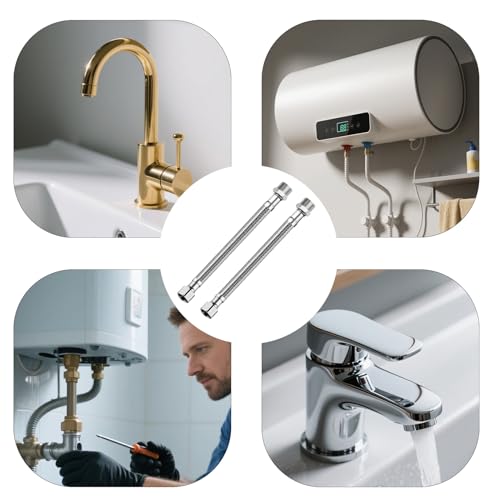2 Stück Flexschlauch 3/8 Zol,Panzerschlauch 3/8 Zoll,Schlauch Für Wasserhahn Verlängerung,Edelstahl,Mit Anschlussstück Und Außengewinde Für Wasserhähne Eckventile,Badezimmer Und Küchenarmaturen (31cm)