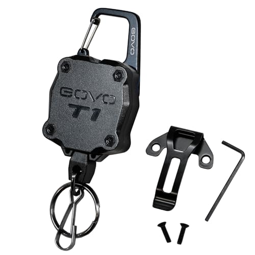 GOVO T1 Retractable Keychain 9.5 Oz Force 34 Steel Cable (Black 1 Pack)