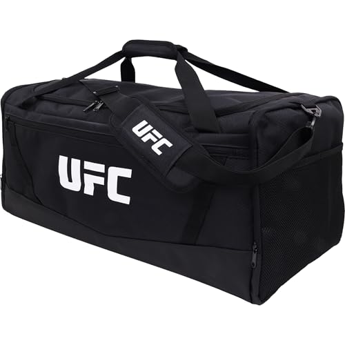 Bolsa de ginástica UFC, bolsa de viagem extragrande de 63 cm para homens e mulheres, compartimento de sapatos, equipamento de treino de MMA e acessórios esportivos, preta