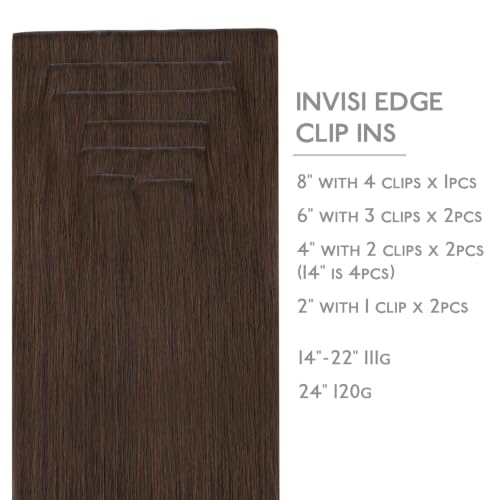 Image of WENNALIFE Invisible Edge Seamless Clip in Hair Extensions Real Human Hair