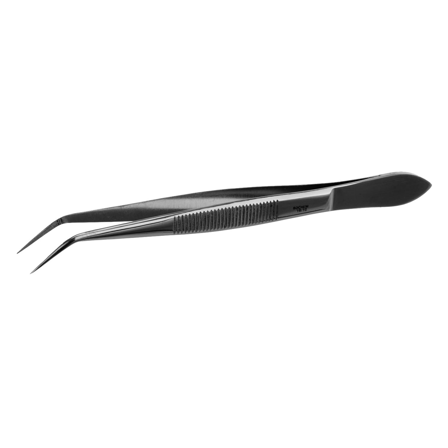 Bochem MN-0391 Stainless Steel Precision Tweezers, Pointed Curved, Tips Without Grooves, 105 mm Length