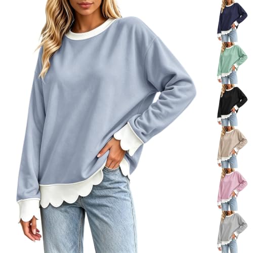 Scalloped Sweatshirt for Women Oversized Loose Business Casual Tops 2026 - image 1