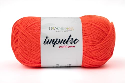 Image of WOAFashions Impulse Hand Knitting & Crochet Yarn, Premium Acrylic, 4 : Medium (Tiger Orange) (2x100gms / 3.5oz / 200mtr / 218yds)