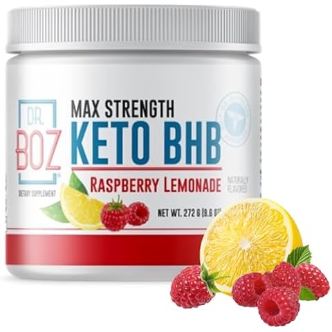 Dr. Boz - Keto BHB Powder - Raspberry Lemonade, 20 Servings - Ketones Drink - Increase Energy & Reduce Cravings - Max Strength Dietary Supplement - Quality Tested - Made in The USA - 9.6oz (272g) Cover